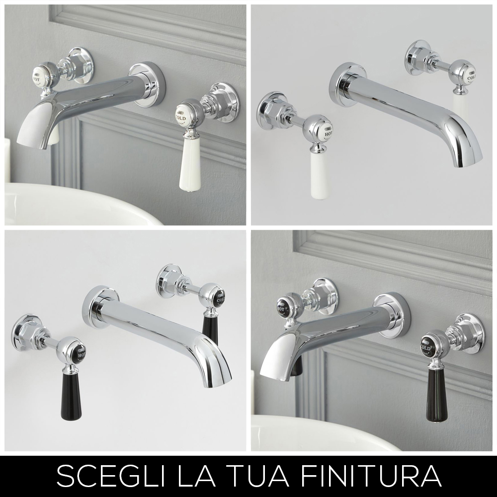 Rubinetti Lavabo Bagno 3 Fori.Rubinetto Miscelatore Lavabo A 3 Fori Murale Stile Tradizionale Con Maniglie A Leva Disponibile In Diversi