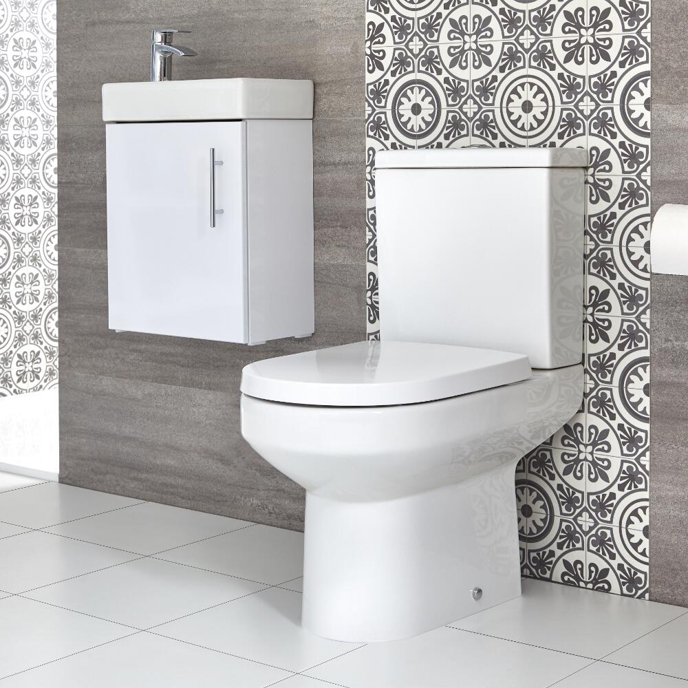 Sanitario WC Monoblocco e Mobile Bagno Sospeso con Lavabo 400mm Covelly - Diverse Finiture Disponibili