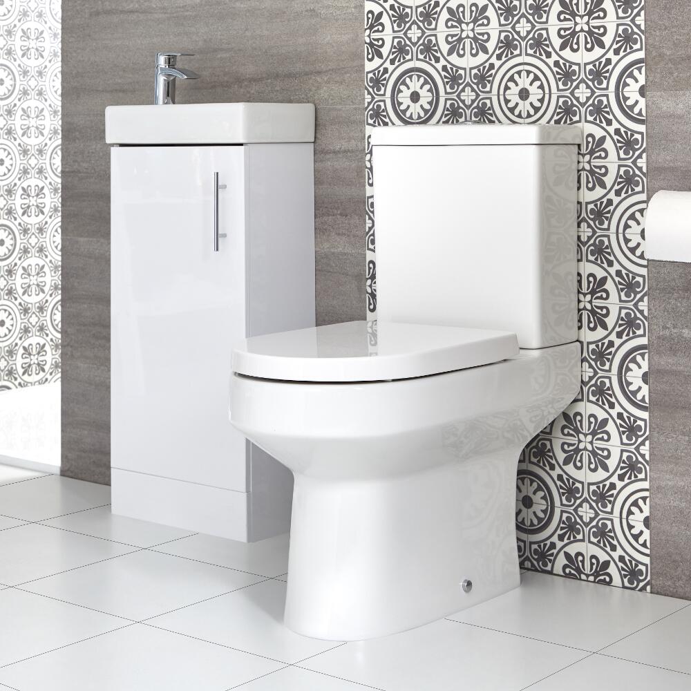 Sanitario WC Monoblocco e Mobile Bagno da Terra con Lavabo 400mm Covelly - Diverse Finiture Disponibli