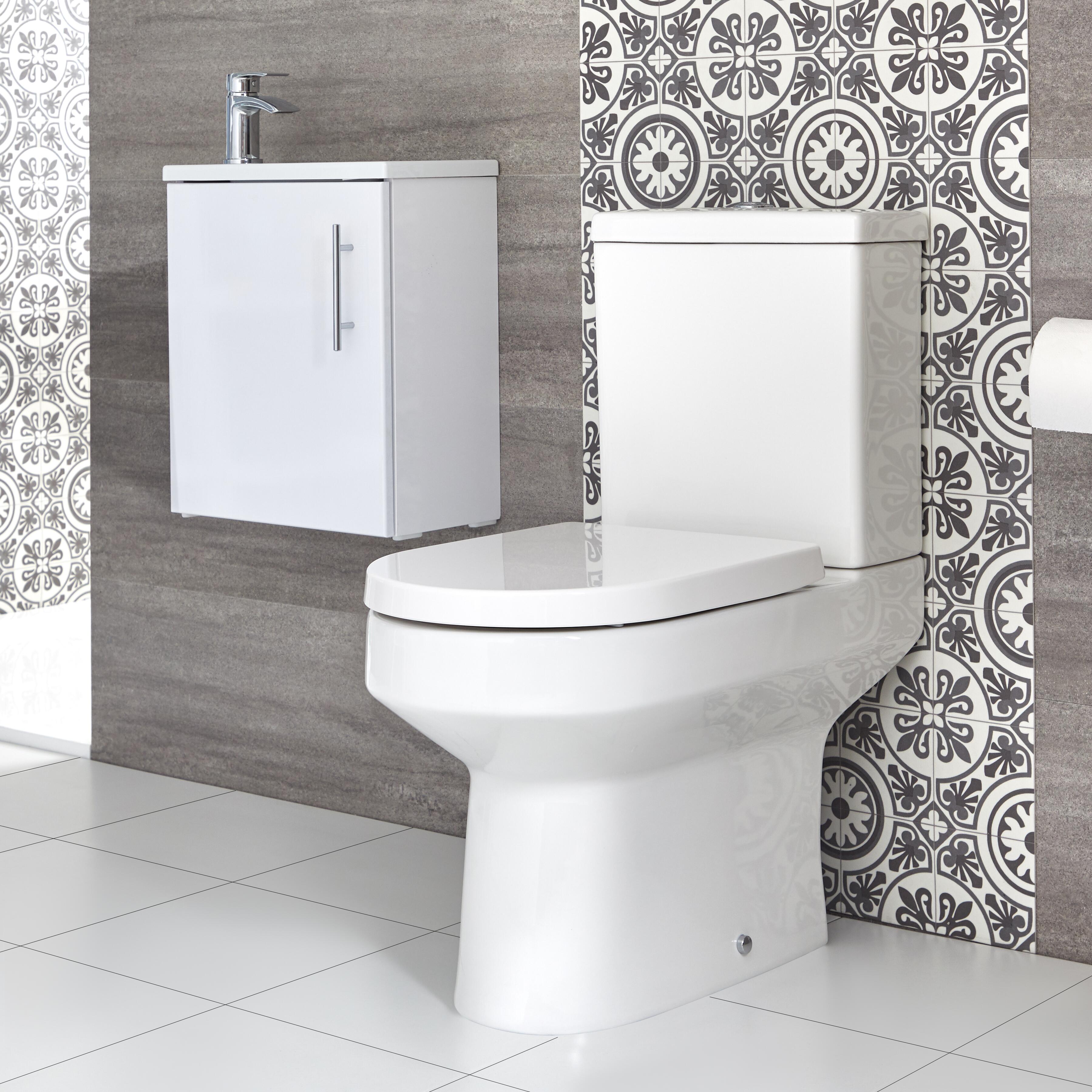 Sanitario WC Monoblocco e Mobile Bagno Sospeso con Lavabo Snello 400mm Covelly - Diverse Finiture Disponibili