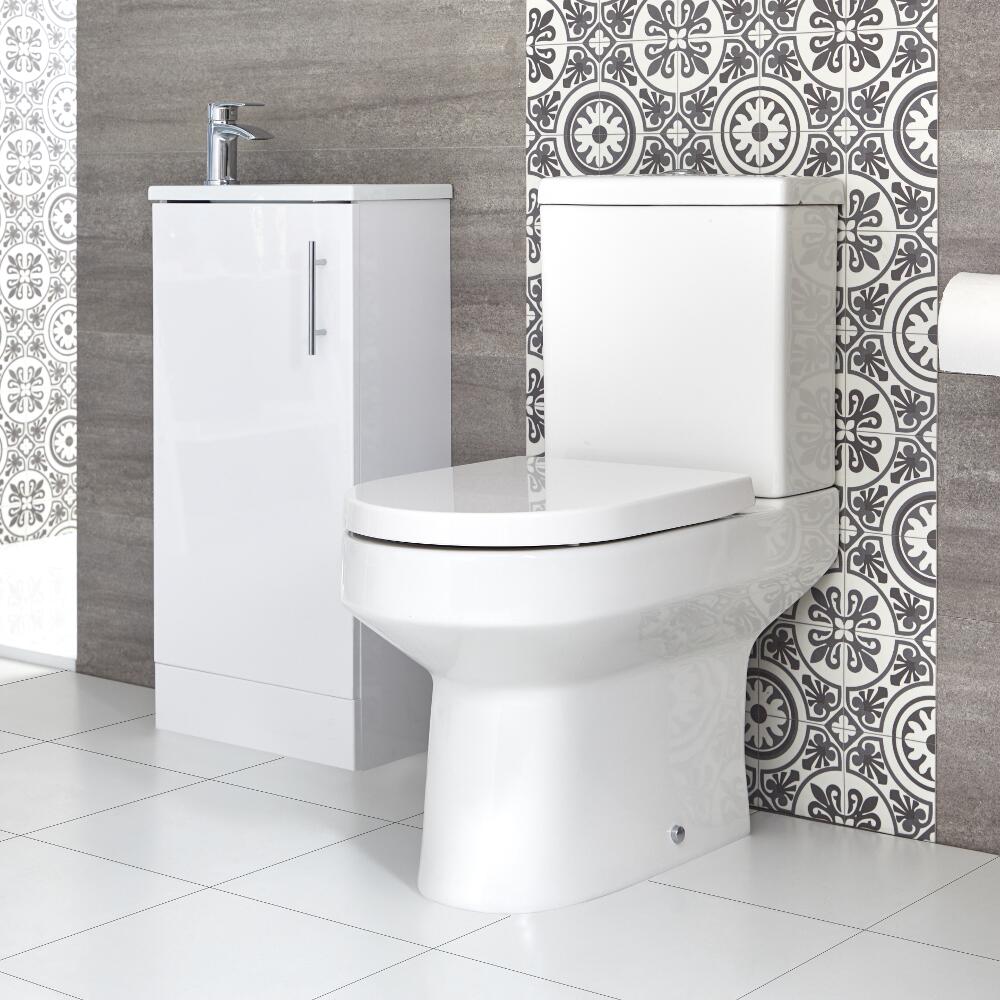 Sanitario WC Monoblocco e Mobile Bagno da Terra con Lavabo Snello Covelly 400mm - Diverse Finiture Disponibili