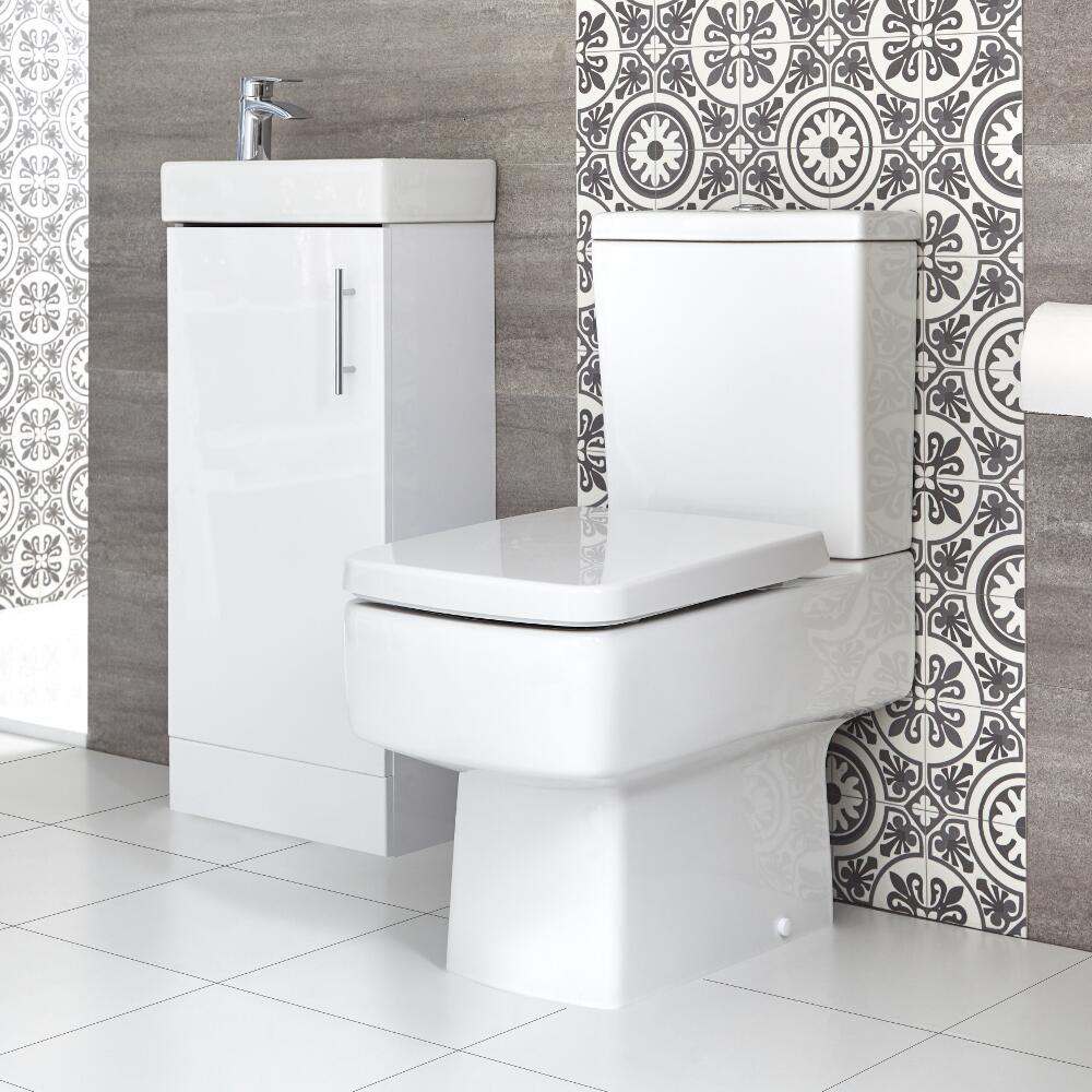 Sanitario WC Monoblocco e Mobile Bagno da Terra con Lavabo 400mm Exton - Diverse Finiture Disponibili