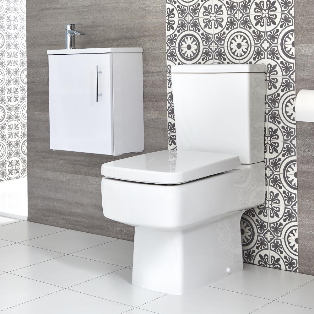 Sanitario WC Monoblocco e Mobile Bagno Sospeso con Lavabo Snello Exton 400mm - Diverse Finiture Disponibili