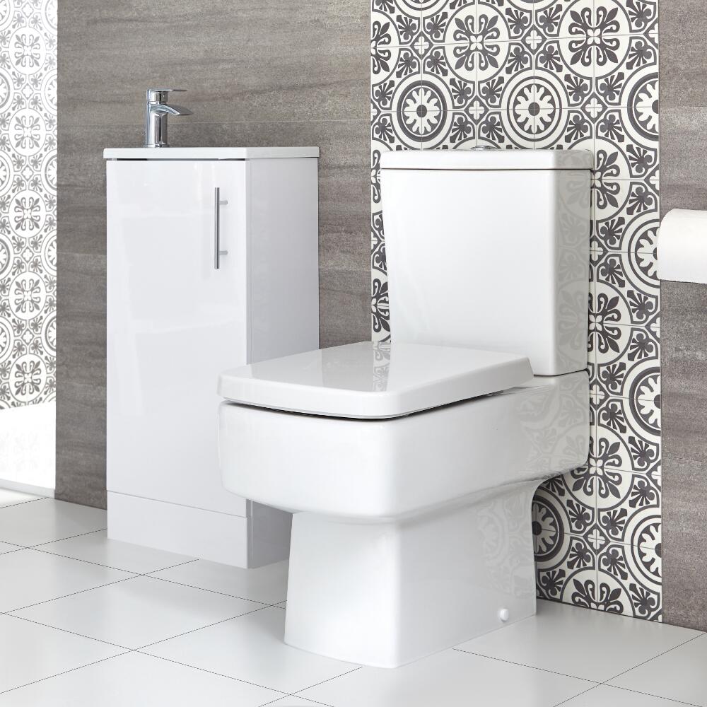 Sanitario WC Monoblocco e Mobile Bagno da Terra con Lavabo Snello Exton 400mm - Diverse Finiture Disponibili