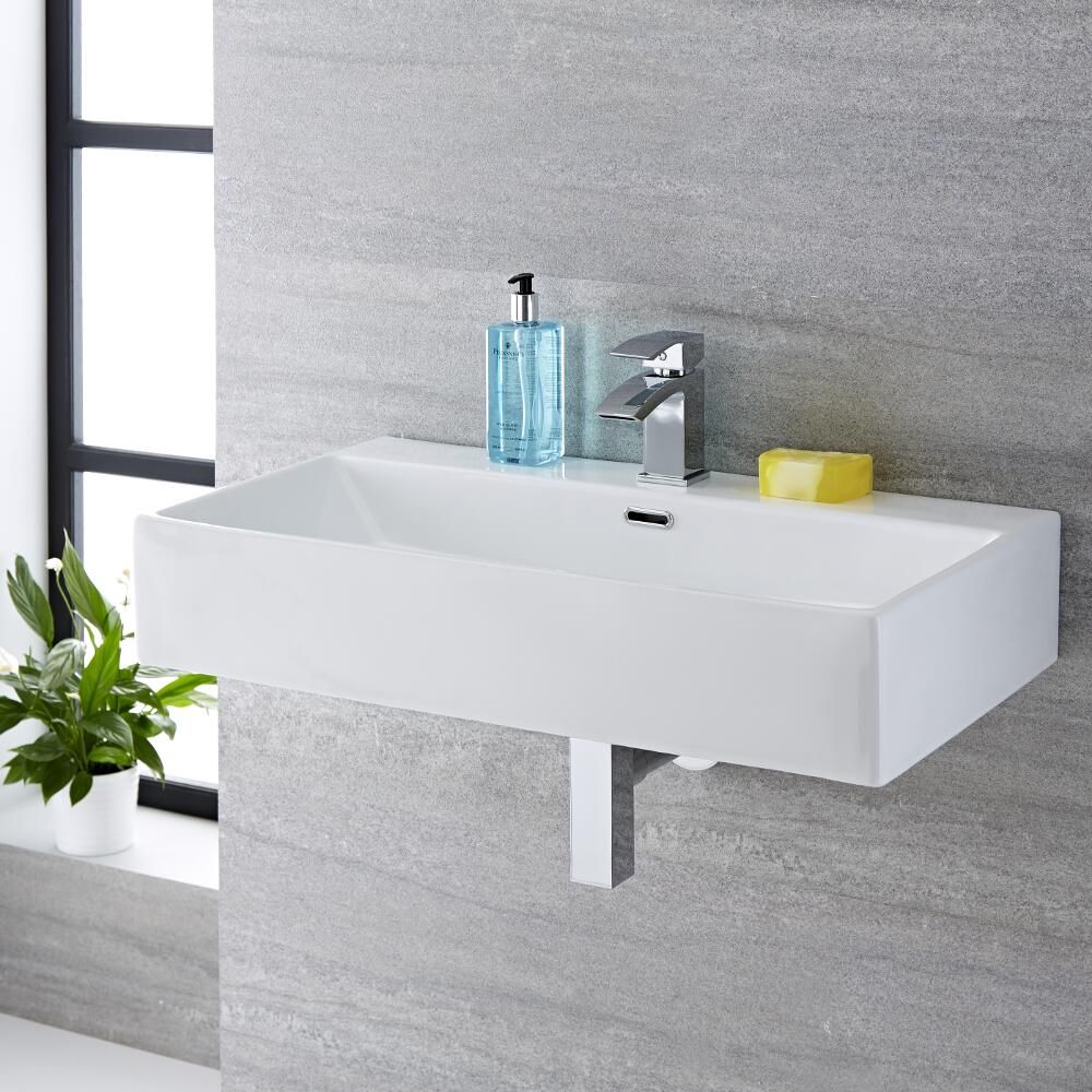 Lavabo Bagno Sospeso in Ceramica Rettangolare 750x420mm - Sandford