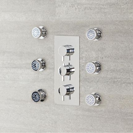 Set di 6 Idrogetti Rotondi con Fissaggio Frontale - Cromato - Como