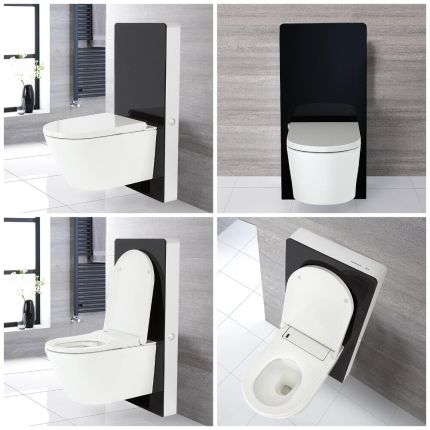 Smart Toilet Stile WC Giapponese con Sanitario e Bidet Integrato Completo di Kit per Sanitario Nero 500mm - Saru