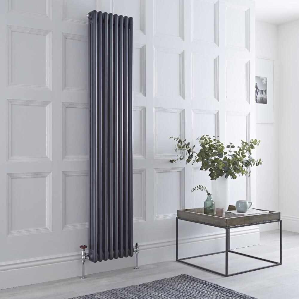 Radiatore Tradizionale Triplo Verticale Antracite Windsor 1800mm - Disponibile in Diverse Misure e Piedini