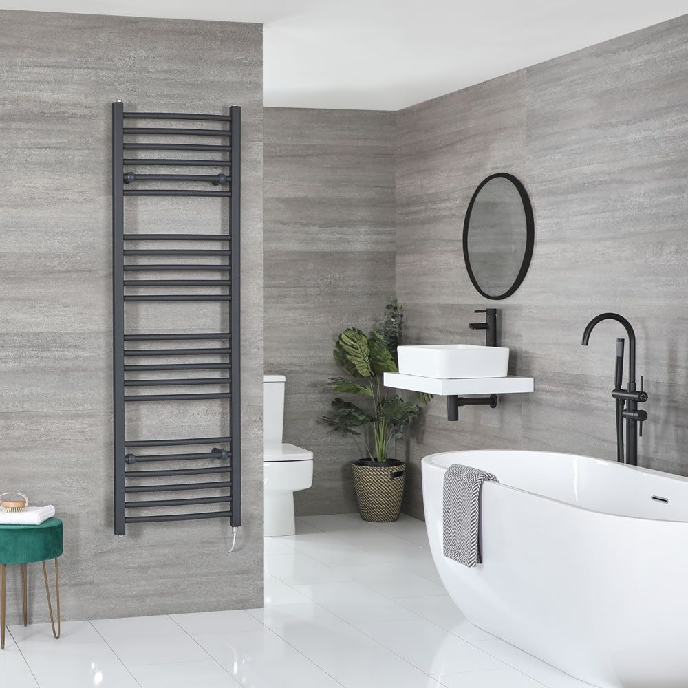 Scaldasalviette Elettrico Curvo 800W - Termoarredo Bagno Antracite - 1600 x 500mm - Artle