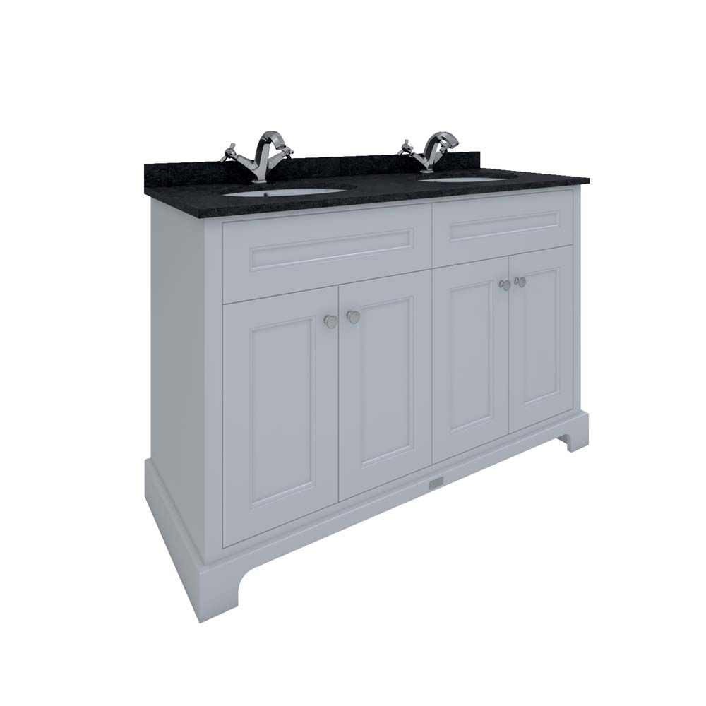 Mobile da Bagno Tradizionale da 1200mm con Lavabo Doppio e Ripiano Nero - Scelta di Finiture e Fori Rubinetteria - Hudson Reed x RAK Washington
