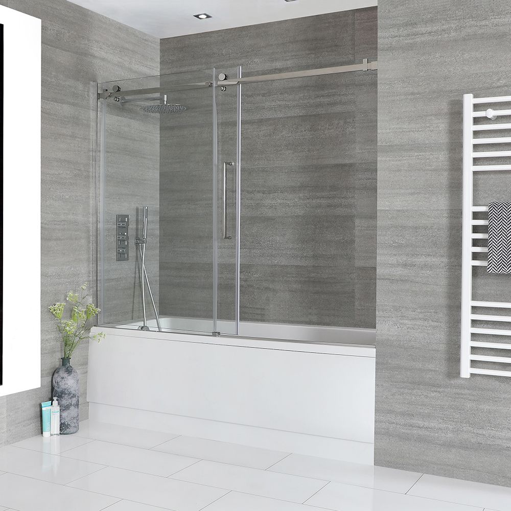 Vasca da Bagno Rettangolare con Parete Scorrevole e Pannello Frontale - Scelta di Dimensioni - Sandford
