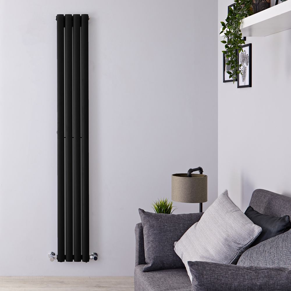 Radiatore di Design Verticale Moderno - Pannello Singolo - Nero - 1780mm x 236mm - Revive Slim