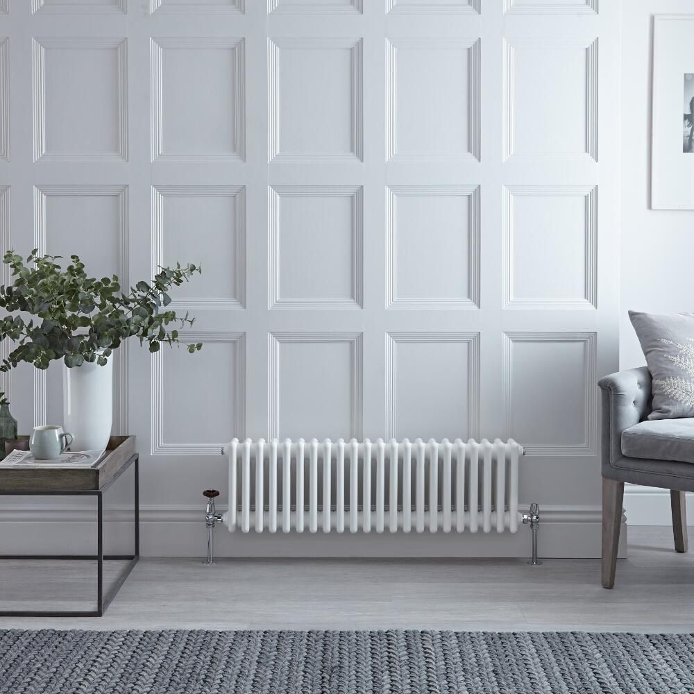 Radiatore Orizzontale Bianco Tradizionale a Tripla Colonna - Bianco - 300mm x 1010mm x 100mm - Regent