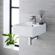 Lavabo Bagno Sospeso Quadrato in Ceramica 410mm  - Halwell