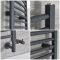 Scaldasalviette Misto Antracite Curvo - 800mm x 500mm - incl. 400 Watt Elemento Riscaldante, Raccordo a T e Valvole -Artle
