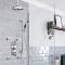 Set Doccia Tradizionale con Miscelatore Termostatico con Deviatore, Soffione a Soffitto da 200mm, Doccetta con Asta Saliscendi e Idrogetti - Cromato e Nero - Elizabeth
