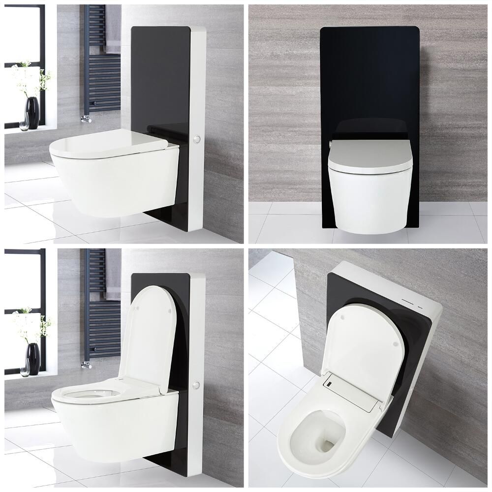 Smart Toilet Stile WC Giapponese con Sanitario e Bidet Integrato Completo di Kit per Sanitario Nero 500mm - Saru