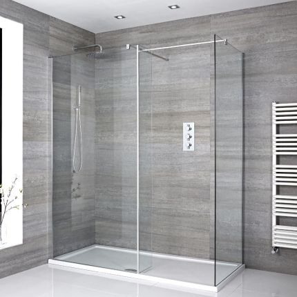 Box Doccia Walk-In Angolare con Piatto Doccia e Parete Paraspruzzi (Opzionale) - Diverse Misure Disponibili - Portland