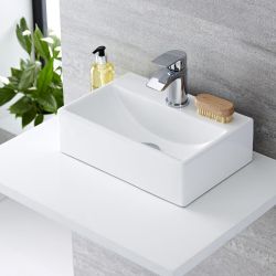 Lavabo Bagno Sospeso in Ceramica Rettangolare 360x250mm - Sandford
