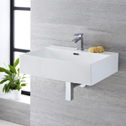 Lavabo Sospeso Rettangolare Monoforo in Ceramica Bianca 605x430mm - Sandford