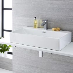 Lavabo Bagno da Appoggio in Ceramica Rettangolare 750x420mm - Sandford