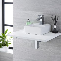 Lavabo Bagno da Appoggio Quadrato in Ceramica 280x280mm - Halwell