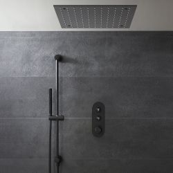Set Doccia Termostatico con Pulsanti e Soffione da Incasso (2 Vie) - Nero - Selezione di docce - Idro