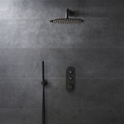 Set Doccia Termostatico con Pulsanti a Pressione e Soffione (2 Vie) - Nero - Selezione di Pulsanti - Idro