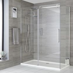 Porta Doccia Scorrevole senza Profili Portland Disponibile con Pannello Doccia Laterale (Opzionale)- Disponibile in Diverse Misure