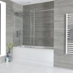 Vasca da Bagno Rettangolare con Parete Scorrevole e Pannello Frontale - Scelta di Dimensioni - Sandford