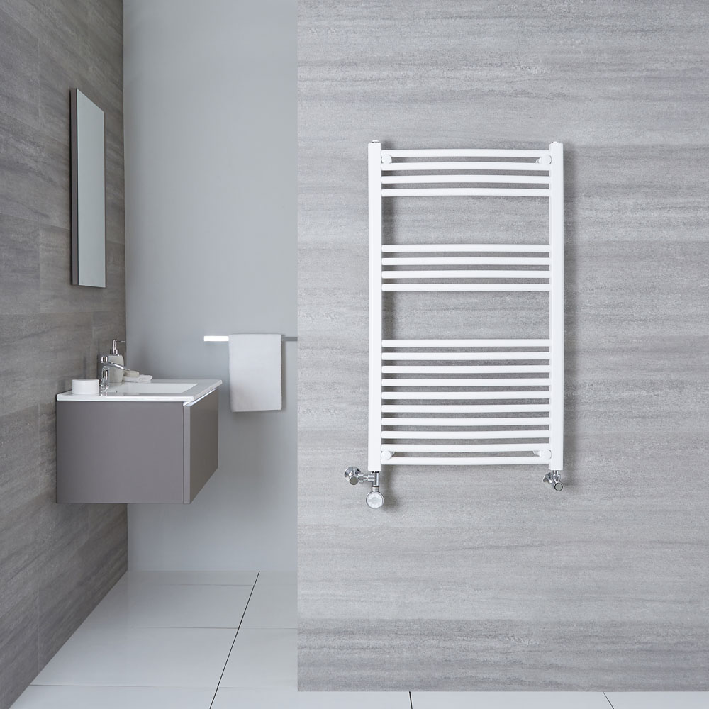 Radiatore Scaldasalviette Misto Curvo - Bianco - 1000mm x 600mm x 50mm - 614 Watt - Etna