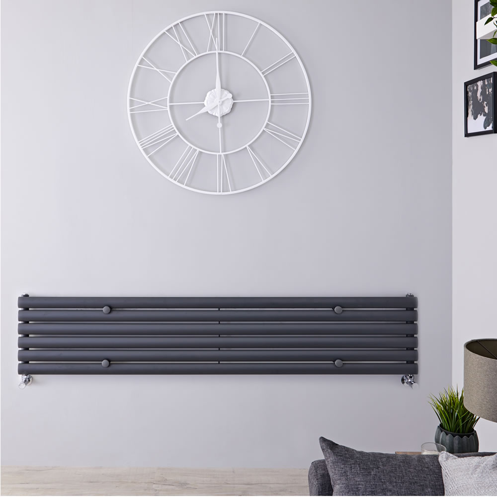 Radiatore di Design Orizzontale - Antracite - 354mm x 1600mm x 56mm - 815 Watt - Revive