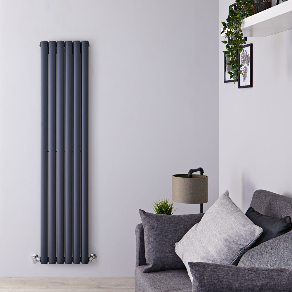 Radiatore di Design Verticale Doppio - Antracite - 1600mm x 354mm x 78mm - 1228 Watt - Revive