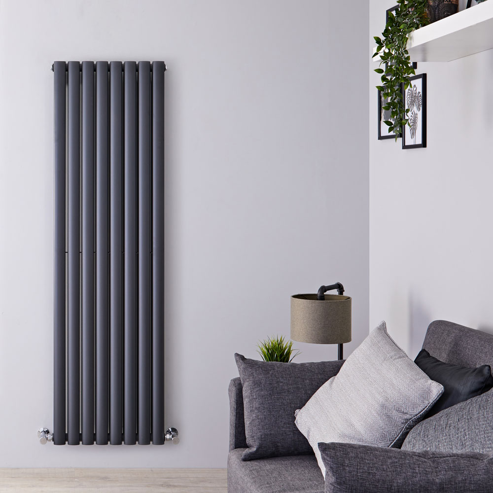 Radiatore di Design Verticale Doppio - Antracite - 1600mm x 472mm x 78mm - 1638 Watt - Revive