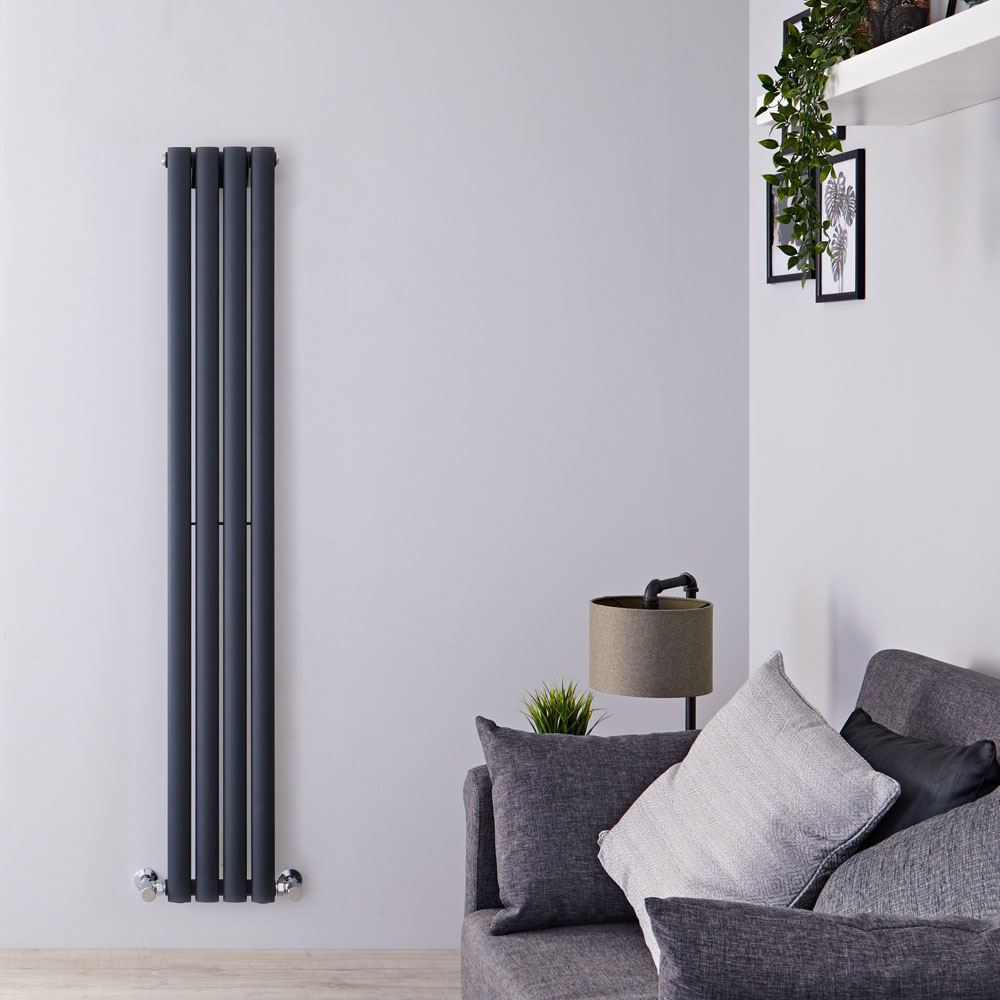 Radiatore di Design Verticale Salva-spazio - Antracite - 1600mm x 236mm x 56mm - 561 Watt - Revive Slim