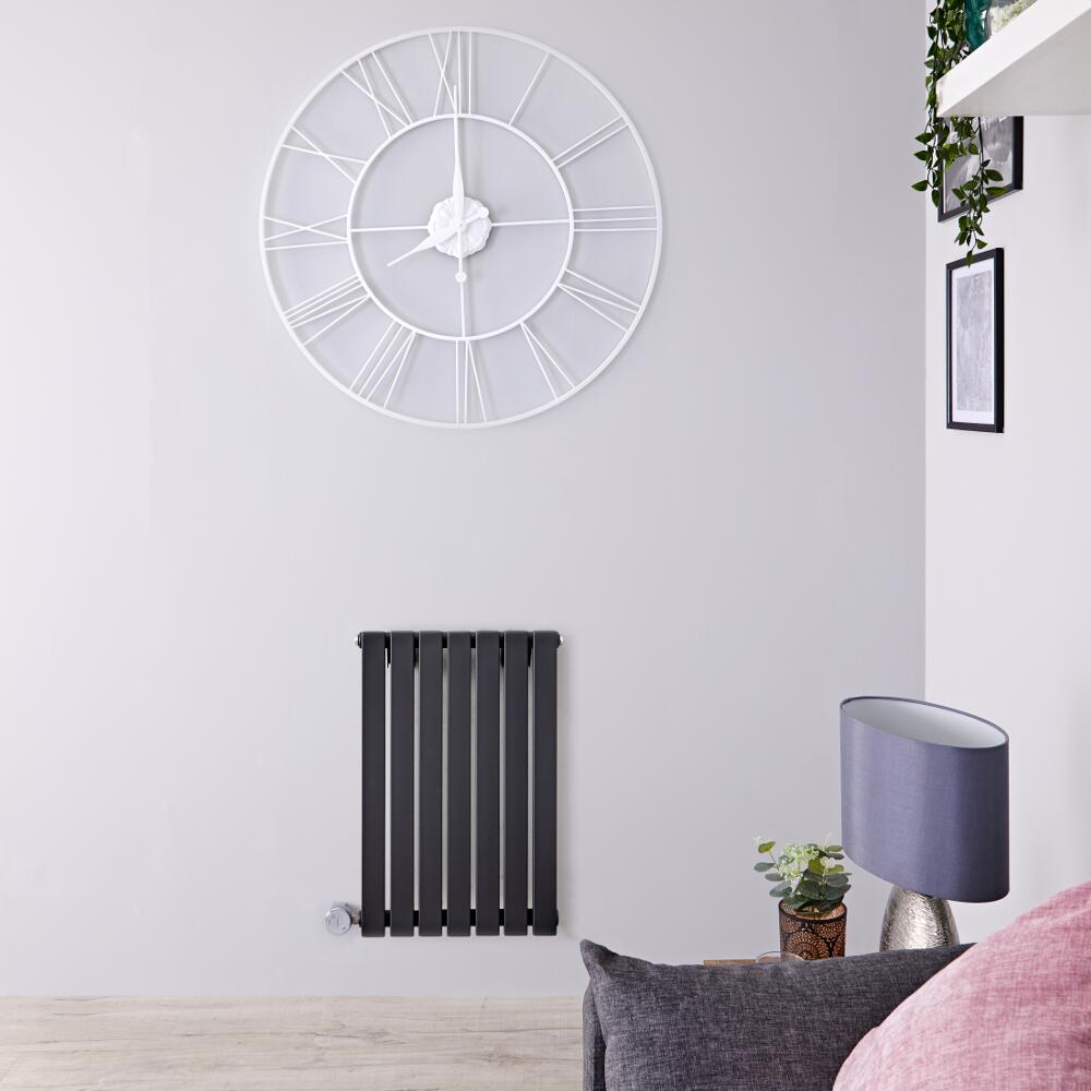 Radiatore di Design Elettrico Orizzontale - Antracite - 635mm x 420mm x 54mm - Elemento Termostatico 400W - Sloane