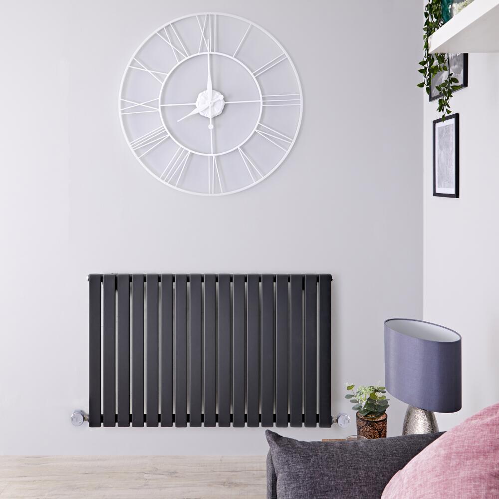 Radiatore di Design Elettrico Orizzontale - Antracite - 635mm x 1000mm x 54mm - 1 Elemento Termostatico 1200W - Sloane