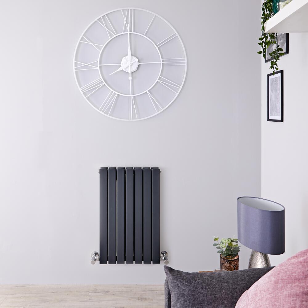 Radiatore di Design Orizzontale Doppio - Antracite - 635mm x 420mm x 71mm - 653 Watt - Sloane