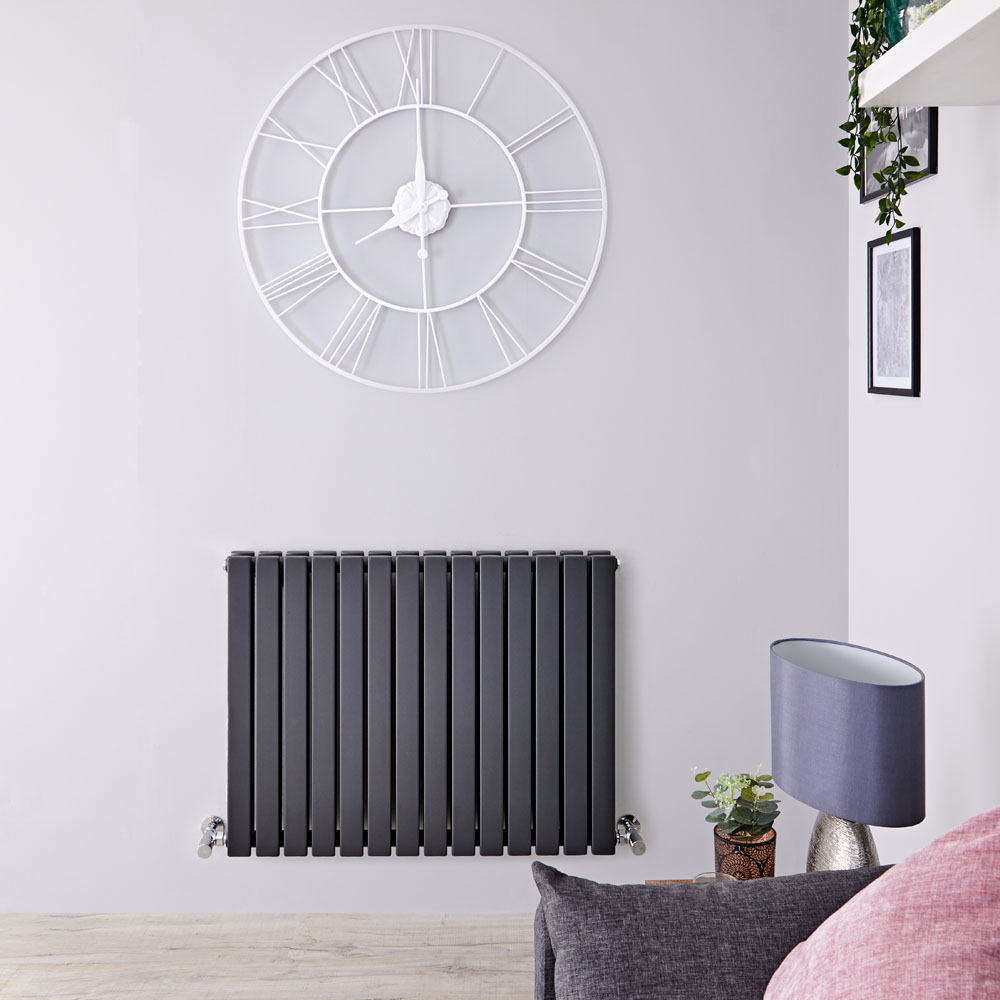 Radiatore di Design Orizzontale Doppio - Antracite - 635mm x 834mm x 71mm - 1307 Watt - Sloane