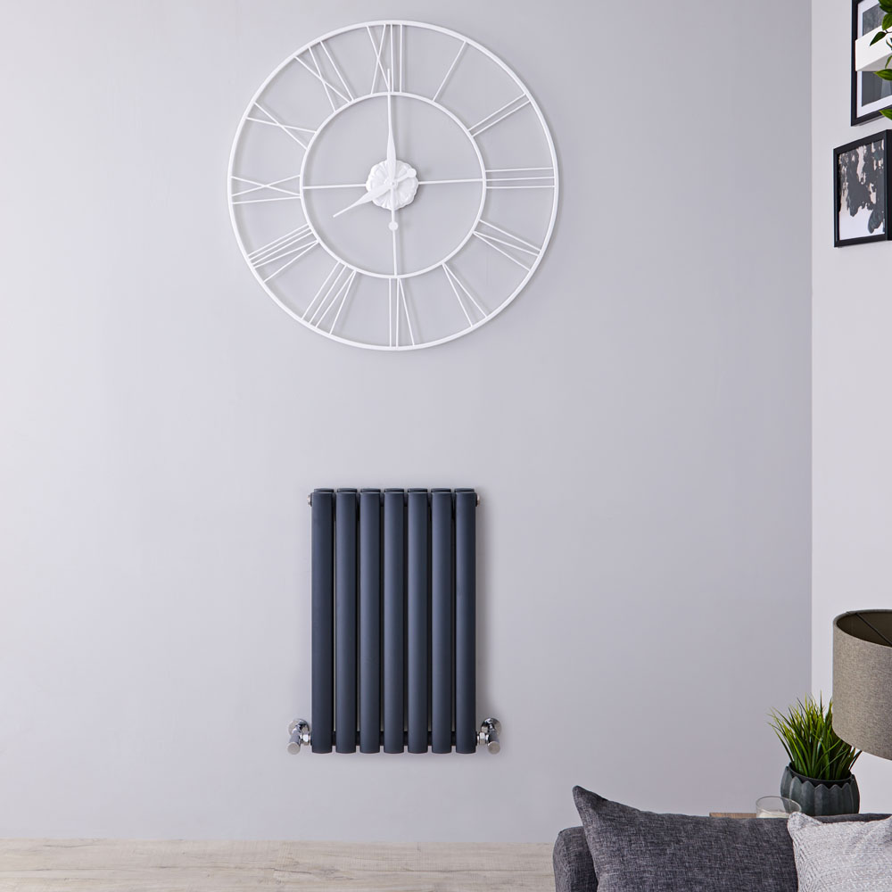Radiatore di Design Orizzontale Doppio - Antracite - 635mm x 415mm x 78mm - 652 Watt - Revive