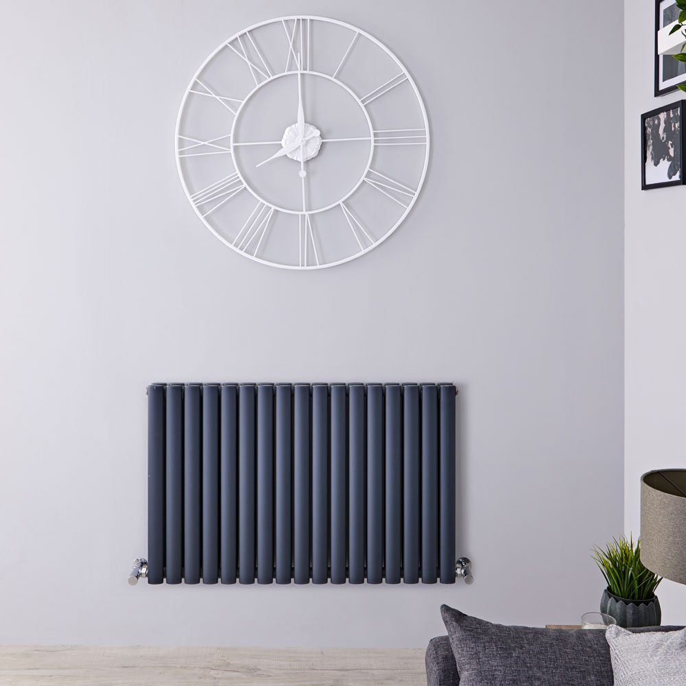 Radiatore di Design Orizzontale Doppio - Antracite - 635mm x 1000mm x 78mm - 1584 Watt - Revive