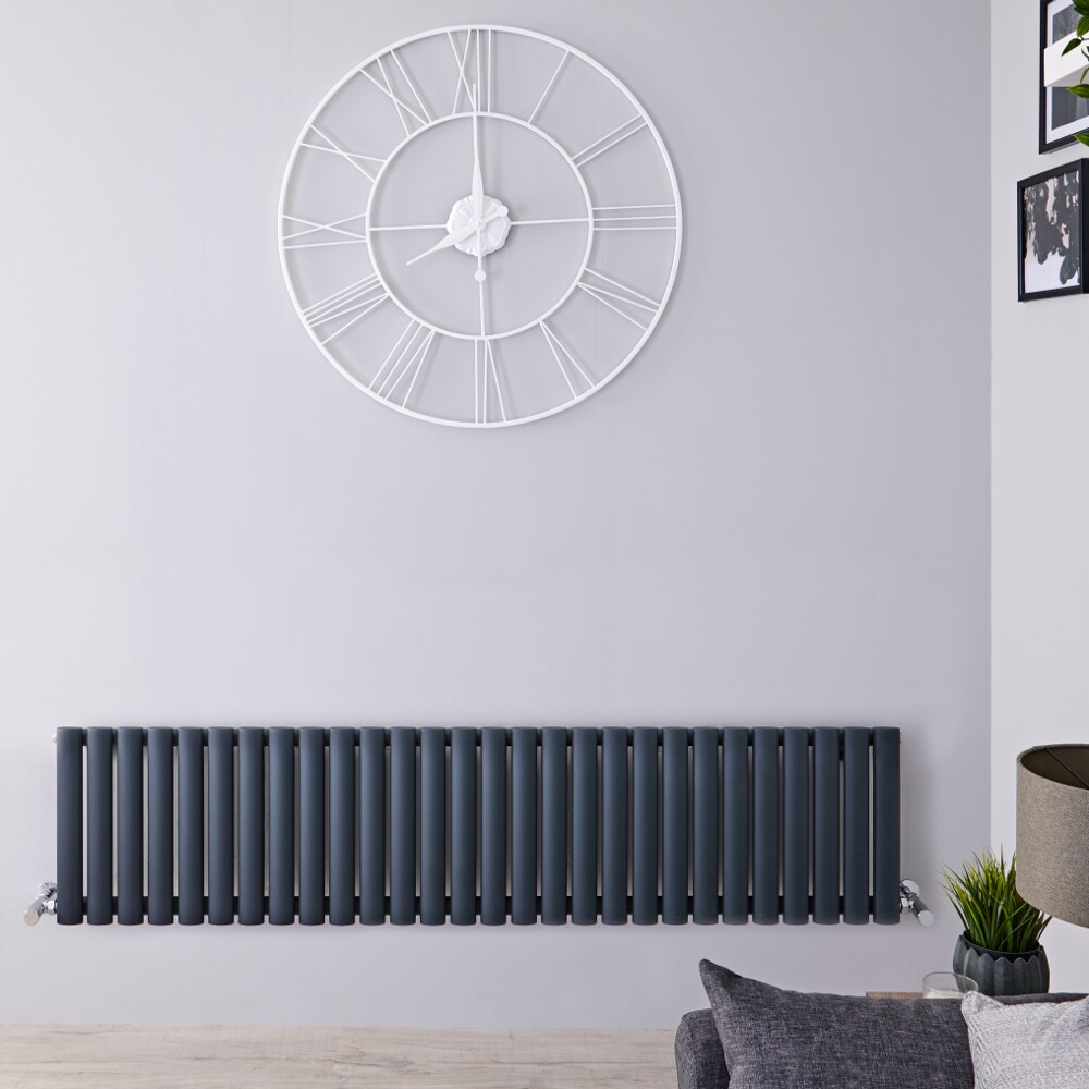 Radiatore di Design Orizzontale Doppio - Antracite - 400mm x 1647mm x 56mm - 1138 Watt – Revive