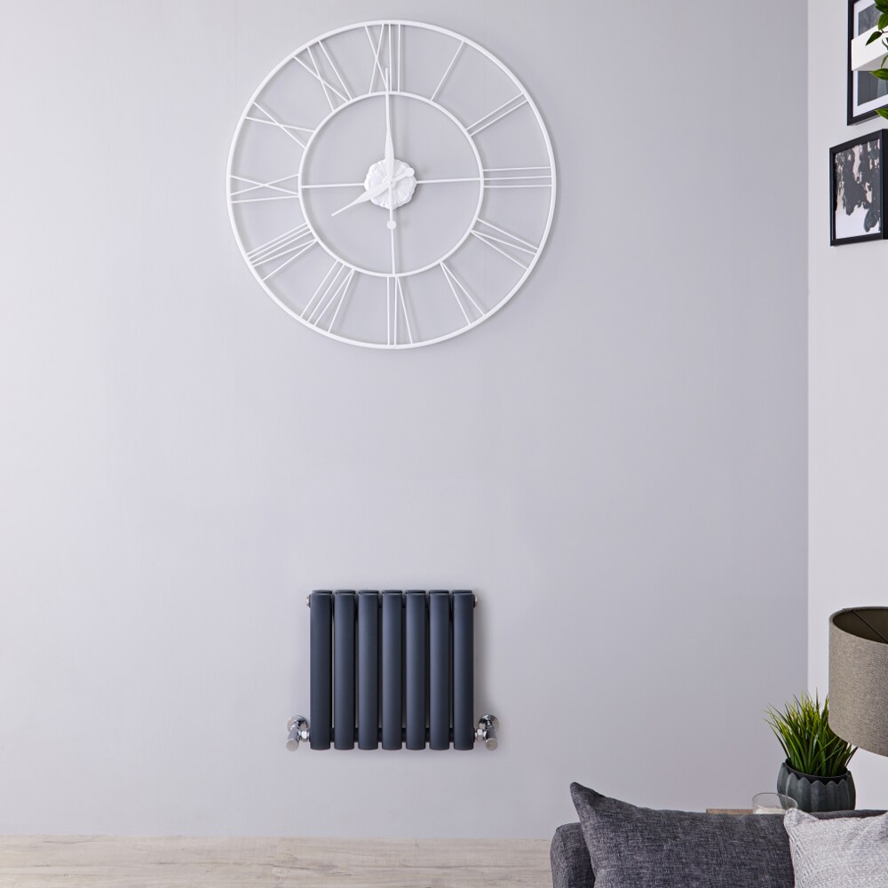 Radiatore di Design Orizzontale Doppio - Antracite - 400mm x 415mm x 78mm - 433 Watt – Revive
