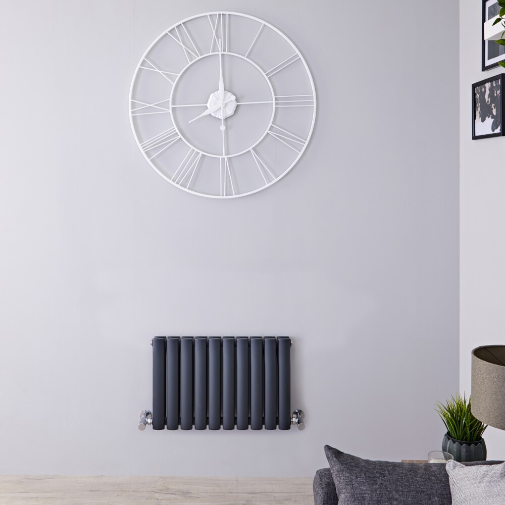 Radiatore di Design Orizzontale Doppio - Antracite - 400mm x 595mm x 78mm - 619 Watt – Revive