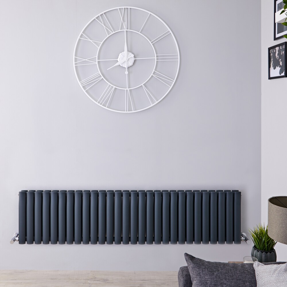Radiatore di Design Orizzontale Doppio - Antracita - 400mm x 1647mm x 78mm - 1733 Watt – Revive