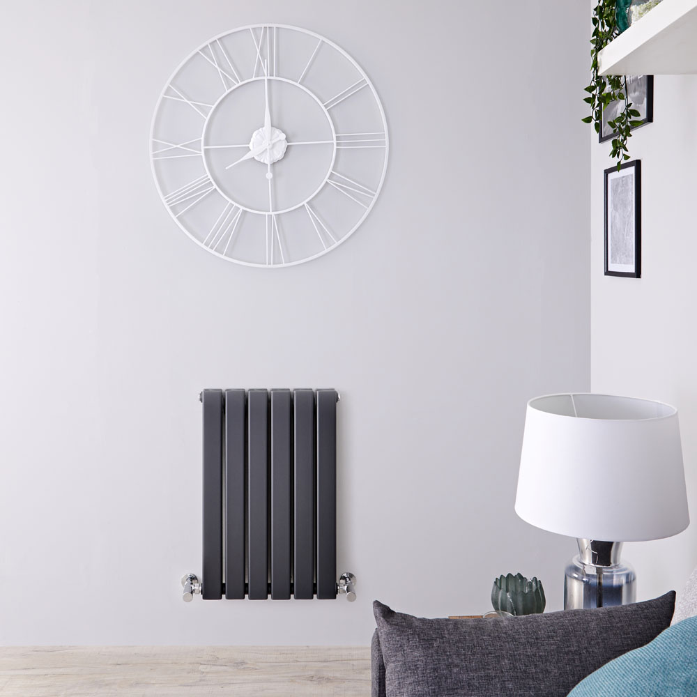 Radiatore di Design Orizzontale Doppio - Antracite - 635mm x 420mm x 58mm - 573 Watt - Delta