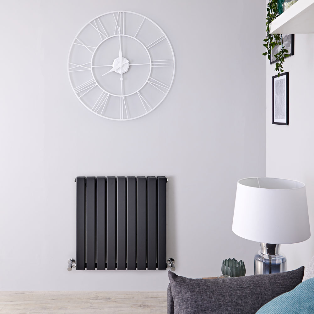Radiatore di Design Orizzontale Doppio - Antracite - 635mm x 630mm x 58mm - 860 Watt - Delta