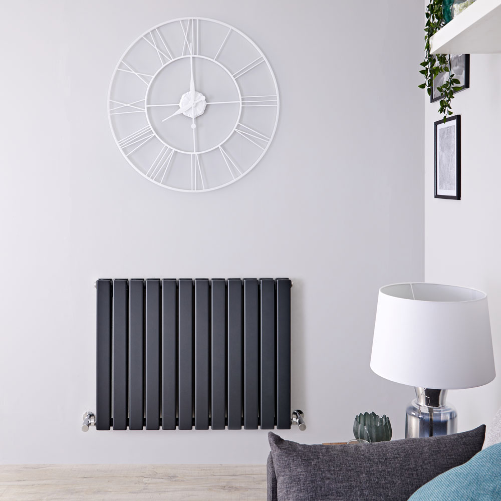 Radiatore di Design Orizzontale Doppio - Antracite - 635mm x 840mm x 58mm - 1146 Watt - Delta