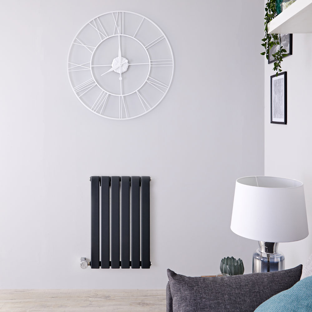 Radiatore di Design Elettrico Orizzontale - Antracite - 635mm x 420mm x 46mm - Elemento Termostatico 400W - Delta