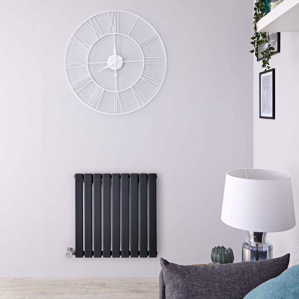 Radiatore di Design Elettrico Orizzontale - Antracite - 635mm x 630mm x 46mm - Elemento Termostatico 600W - Delta